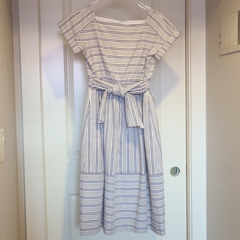 Glam Meets Glam Lined Searsucker Dress with Pockets